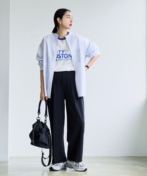 coen（コーエン）の「イージービューティーワイドパンツ（WEB限定サイズ）（スラックス・レディース・ダークグレー/ブラウン/ベージュ/ブラック/ロイヤルブルー・S/M/L/XL）」の16枚目の写真