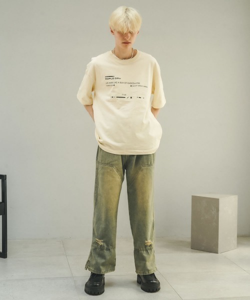 Shoowtime(ショウタイム)の「オーバーサイズ / ビッグシルエットショートスリーブTシャツ(Tシャツ/カットソー・メンズ・アイボリー/ブラック・LARGE/MEDIUM)」の21枚目の写真