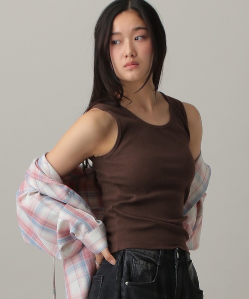 ALAND（エーランド）の「【UNISEX】ALAND／バックハートリブタンク（タンクトップ・レディース・ホワイト/ブラック/ブラウン・MEDIUM/SMALL）」の3枚目の写真