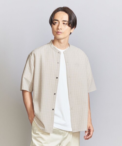 BEAUTY&YOUTH UNITED ARROWS(ビューティーアンドユースユナイテッドアローズ)の「シアサッカー バンドカラー フォルムシャツ(シャツ/ブラウス・メンズ・ナチュラル/ダークブラウン・S/M/L/XL)」の9枚目の写真