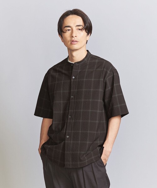BEAUTY&YOUTH UNITED ARROWS(ビューティーアンドユースユナイテッドアローズ)の「シアサッカー バンドカラー フォルムシャツ(シャツ/ブラウス・メンズ・ナチュラル/ダークブラウン・S/M/L/XL)」の5枚目の写真