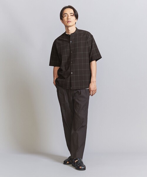 BEAUTY&YOUTH UNITED ARROWS(ビューティーアンドユースユナイテッドアローズ)の「シアサッカー バンドカラー フォルムシャツ(シャツ/ブラウス・メンズ・ナチュラル/ダークブラウン・S/M/L/XL)」の4枚目の写真