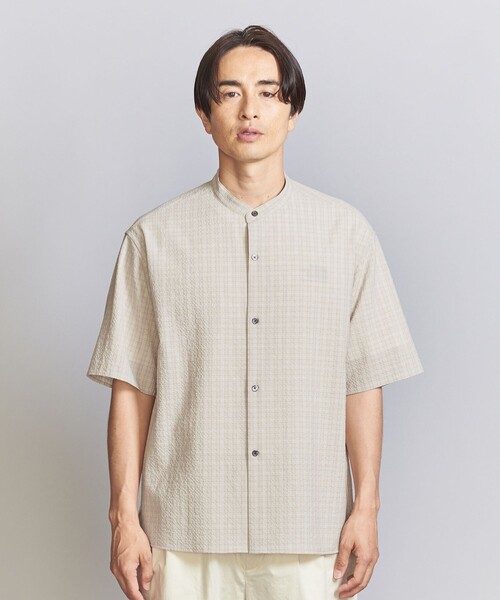 BEAUTY&YOUTH UNITED ARROWS(ビューティーアンドユースユナイテッドアローズ)の「シアサッカー バンドカラー フォルムシャツ(シャツ/ブラウス・メンズ・ナチュラル/ダークブラウン・S/M/L/XL)」の3枚目の写真