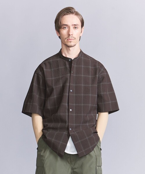 BEAUTY&YOUTH UNITED ARROWS(ビューティーアンドユースユナイテッドアローズ)の「シアサッカー バンドカラー フォルムシャツ(シャツ/ブラウス・メンズ・ナチュラル/ダークブラウン・S/M/L/XL)」の12枚目の写真