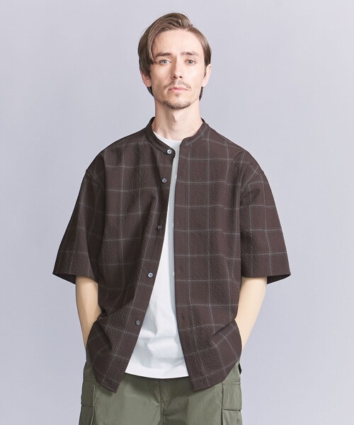 BEAUTY&YOUTH UNITED ARROWS(ビューティーアンドユースユナイテッドアローズ)の「シアサッカー バンドカラー フォルムシャツ(シャツ/ブラウス・メンズ・ナチュラル/ダークブラウン・S/M/L/XL)」の11枚目の写真
