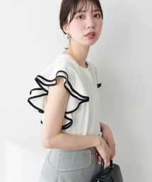 natural couture | 配色ラッフルスリーブブラウス(シャツ/ブラウス)