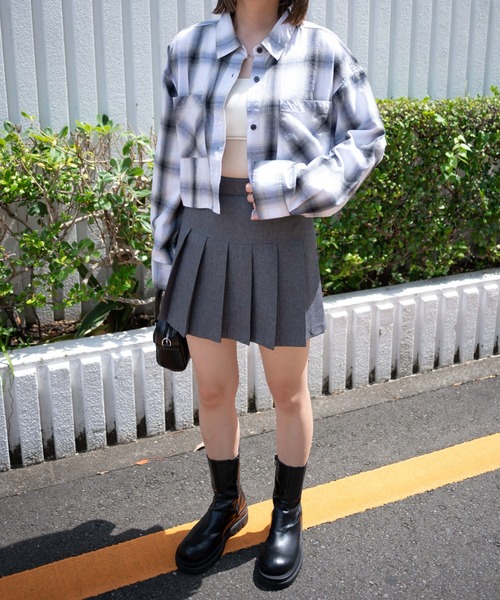 WEGO(ウィゴー)の「WEGO/オンブレチェックショートシャツ(シャツ/ブラウス・レディース・ホワイト系その他2/ブラック系その他2・FREE)」の9枚目の写真