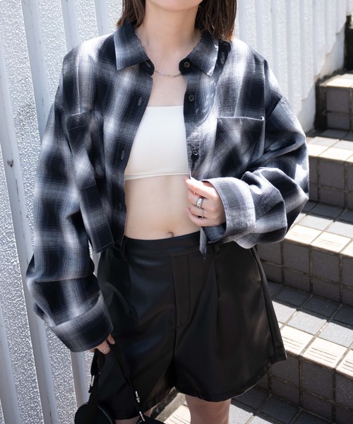 WEGO(ウィゴー)の「WEGO/オンブレチェックショートシャツ(シャツ/ブラウス・レディース・ホワイト系その他2/ブラック系その他2・FREE)」の12枚目の写真