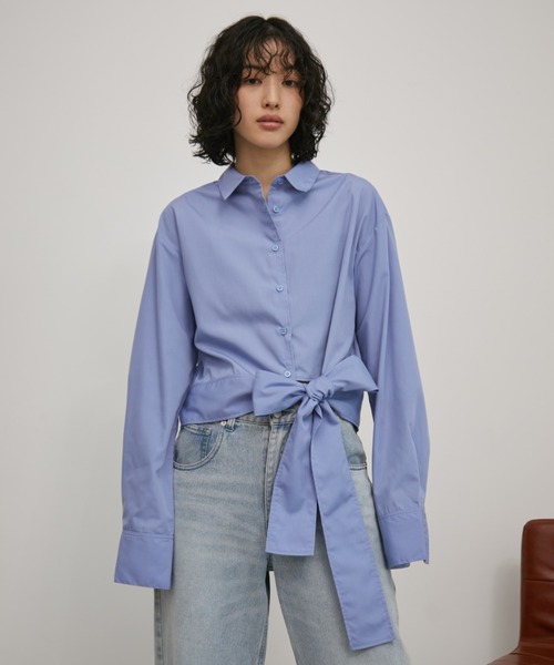 Aunt Marie's(アントマリーズ)の「フロントタイベーシックシャツ(シャツ/ブラウス・レディース・ブルー/その他/ホワイト/ブラウン・FREE)」の10枚目の写真