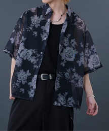 ニュアンス柄メッシュシャツ