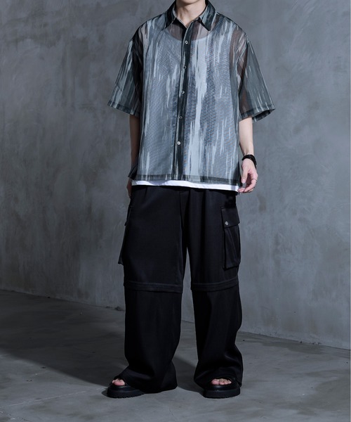 Ellno Loset（エルノロゼット）の「ニュアンス柄メッシュシャツ（シャツ/ブラウス・メンズ・ブラック系その他/ブラック・LARGE/MEDIUM/SMALL）」の16枚目の写真