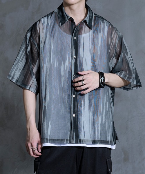 Ellno Loset（エルノロゼット）の「ニュアンス柄メッシュシャツ（シャツ/ブラウス・メンズ・ブラック系その他/ブラック・LARGE/MEDIUM/SMALL）」の20枚目の写真