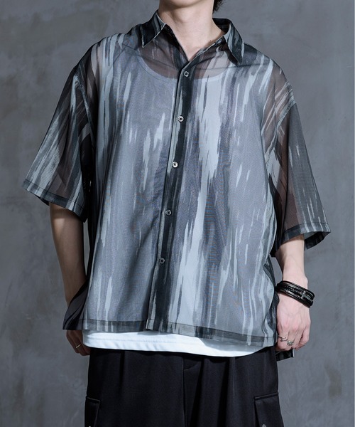 Ellno Loset（エルノロゼット）の「ニュアンス柄メッシュシャツ（シャツ/ブラウス・メンズ・ブラック系その他/ブラック・LARGE/MEDIUM/SMALL）」の19枚目の写真