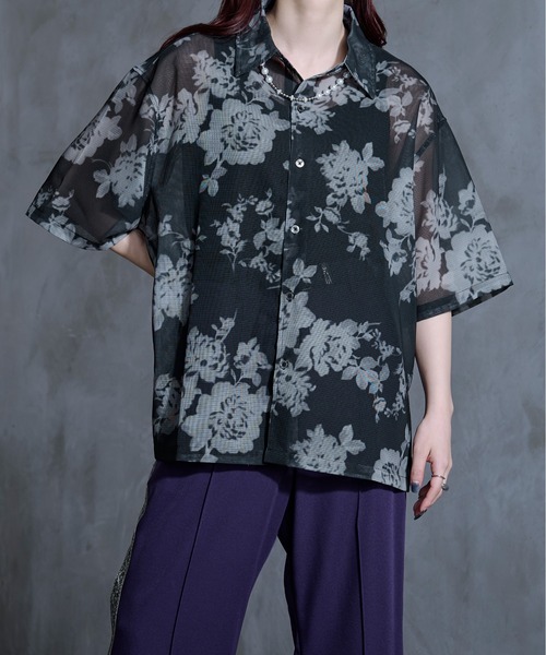 Ellno Loset（エルノロゼット）の「ニュアンス柄メッシュシャツ（シャツ/ブラウス・メンズ・ブラック系その他/ブラック・LARGE/MEDIUM/SMALL）」の5枚目の写真