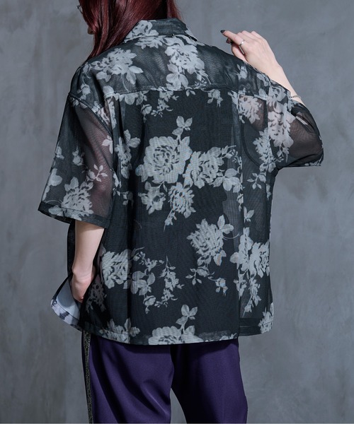 Ellno Loset（エルノロゼット）の「ニュアンス柄メッシュシャツ（シャツ/ブラウス・メンズ・ブラック系その他/ブラック・LARGE/MEDIUM/SMALL）」の3枚目の写真