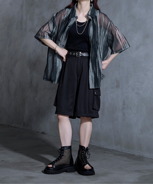 Ellno Loset（エルノロゼット）の「ニュアンス柄メッシュシャツ（シャツ/ブラウス・メンズ・ブラック系その他/ブラック・LARGE/MEDIUM/SMALL）」の21枚目の写真