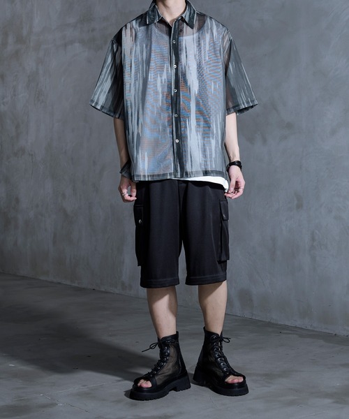 Ellno Loset（エルノロゼット）の「ニュアンス柄メッシュシャツ（シャツ/ブラウス・メンズ・ブラック系その他/ブラック・LARGE/MEDIUM/SMALL）」の14枚目の写真