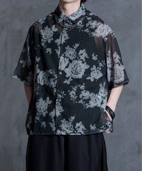 Ellno Loset（エルノロゼット）の「ニュアンス柄メッシュシャツ（シャツ/ブラウス・メンズ・ブラック系その他/ブラック・LARGE/MEDIUM/SMALL）」の10枚目の写真