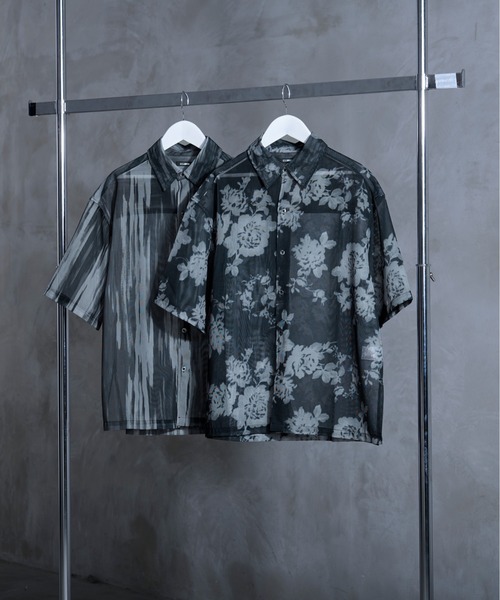 値下げ　NOBLE ELENI/エルニ メッシュレギュラーワイドシャツ メタリックジャガードクレリックシャツ（シャツ/ブラウス