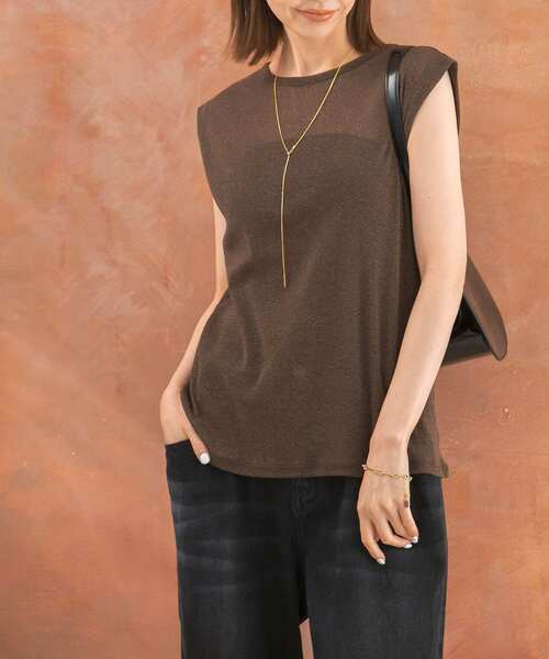 URBAN RESEARCH ROSSO WOMEN（アーバンリサーチ　ロッソ）の「ラメチュールタンクトップ（タンクトップ・レディース・オフホワイト/ブラウン・FREE）」の2枚目の写真