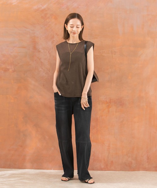 URBAN RESEARCH ROSSO WOMEN（アーバンリサーチ　ロッソ）の「ラメチュールタンクトップ（タンクトップ・レディース・オフホワイト/ブラウン・FREE）」の4枚目の写真