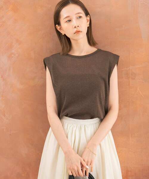 URBAN RESEARCH ROSSO WOMEN（アーバンリサーチ　ロッソ）の「ラメチュールタンクトップ（タンクトップ・レディース・オフホワイト/ブラウン・FREE）」の3枚目の写真