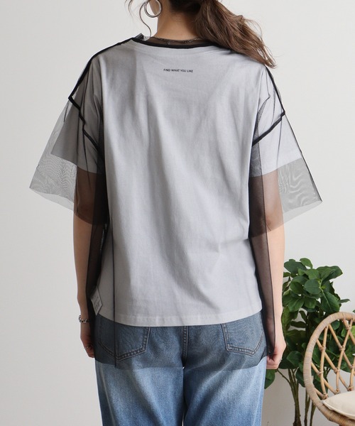 atONE(アットワン)の「ロゴT×チュールTコンパクトアンサンブル(Tシャツ/カットソー・レディース・オフホワイト/ホワイト×ブラック・F)」の19枚目の写真