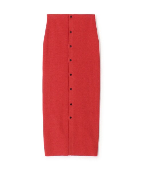 リブニット ボタンタイトスカート