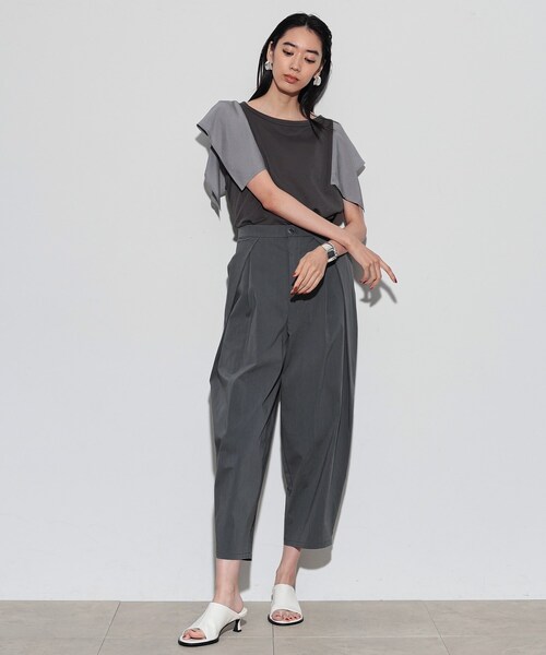 GALLEST（ギャレスト）の「ハンカチーフスリーブTシャツ（Tシャツ/カットソー・レディース・ダークグレー/ホワイト/ブラック・38）」の4枚目の写真