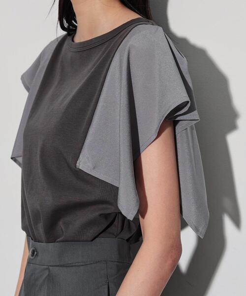 GALLEST（ギャレスト）の「ハンカチーフスリーブTシャツ（Tシャツ/カットソー・レディース・ダークグレー/ホワイト/ブラック・38）」の7枚目の写真