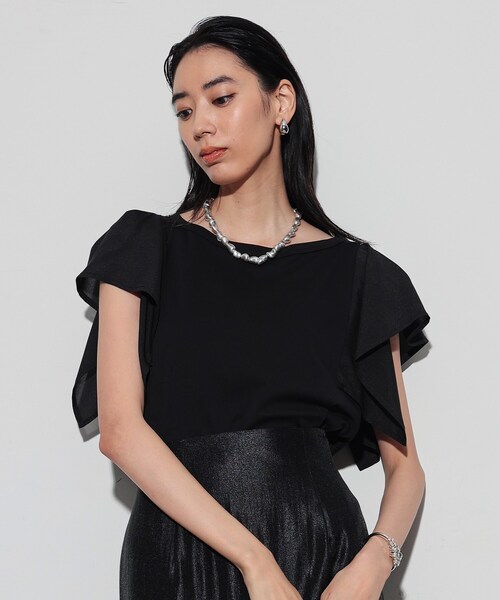 GALLEST（ギャレスト）の「ハンカチーフスリーブTシャツ（Tシャツ/カットソー・レディース・ダークグレー/ホワイト/ブラック・38）」の12枚目の写真