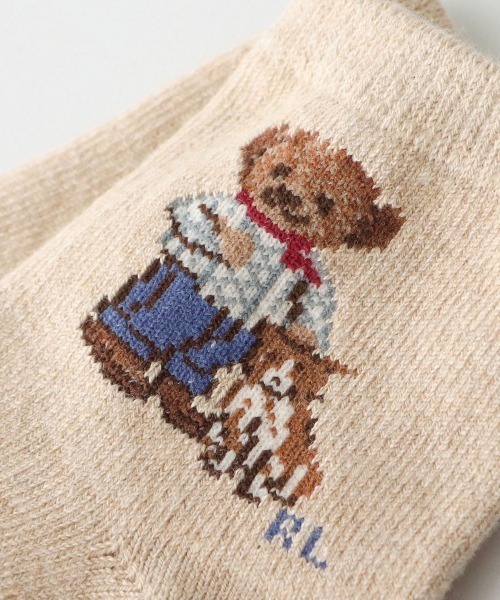 POLO RALPH LAUREN（ポロ ラルフ ローレン）の「POLO RALPH LAUREN Layette 足底滑り止め付き アランアイルベア ベビーソックス 04883175（ベビーシューズ/ベビーソックス・キッズ・ローズ/オフホワイト/ベージュ・11-13cm/9-11cm）」の4枚目の写真