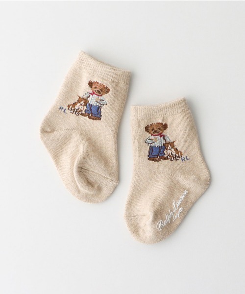 POLO RALPH LAUREN（ポロ ラルフ ローレン）の「POLO RALPH LAUREN Layette 足底滑り止め付き アランアイルベア ベビーソックス 04883175（ベビーシューズ/ベビーソックス・キッズ・ローズ/オフホワイト/ベージュ・11-13cm/9-11cm）」の5枚目の写真