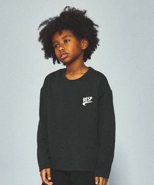 RE/SP(アールイーエスピー)の「RE/SP One Point L/S Tee / アールイーエスピー ワンポイントロングスリーブTシャツ(Tシャツ/カットソー・キッズ・ブラック/ライム・1/2/3/4)」の2枚目の写真