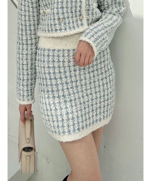 dazzlin（ダズリン）の「【セットアップ対応】ツイードライクニットミニスカート（スカート・レディース・ブラック/ブルー/アイボリー・SMALL/MEDIUM）」の16枚目の写真