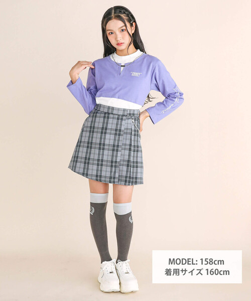 ZIDDY（ジディ）の「【 ニコ☆プチ 掲載 】ネックレス付きレイヤード風Tシャツ(130~160cm)（Tシャツ/カットソー・キッズ・パープル/ブラウン・130cm/140cm/150cm/160cm）」の4枚目の写真