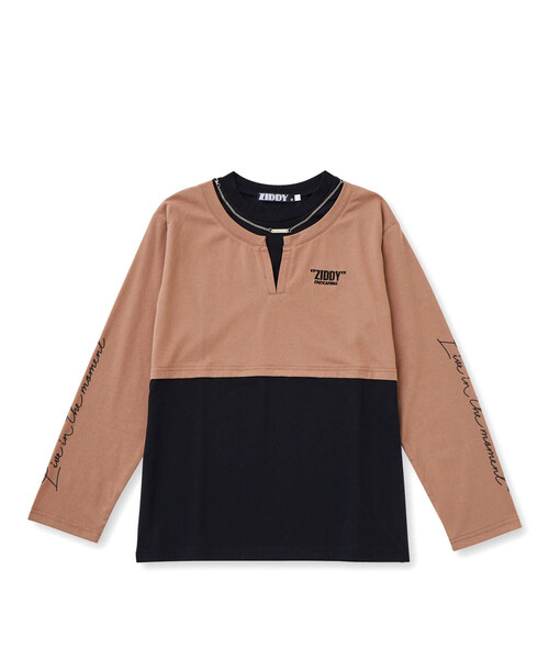 ZIDDY（ジディ）の「【 ニコ☆プチ 掲載 】ネックレス付きレイヤード風Tシャツ(130~160cm)（Tシャツ/カットソー・キッズ・パープル/ブラウン・130cm/140cm/150cm/160cm）」の8枚目の写真