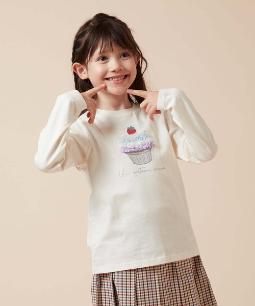 a.v.v（アーヴェヴェ）の「[100-130]アソートアートロンＴ（Tシャツ/カットソー・キッズ・ライトピンク/アイボリー/ダークインディゴブルー・100/120/110/130）」の2枚目の写真