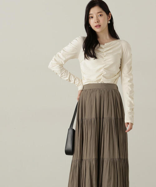 PROPORTION BODY DRESSING(プロポーションボディドレッシング)の「シャーリングロングT / 1214260903(Tシャツ/カットソー・レディース・ブラック/グレー/オフホワイト・FREE)」の8枚目の写真