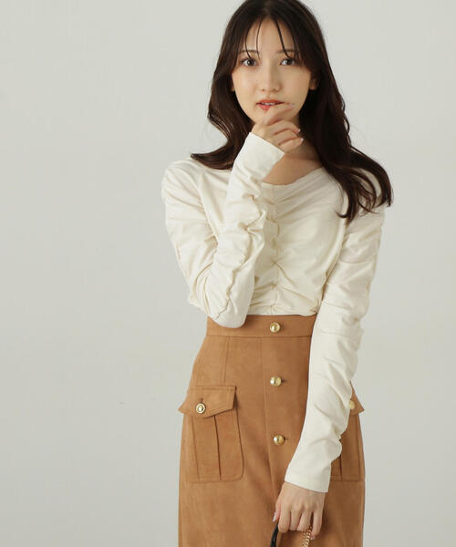 PROPORTION BODY DRESSING(プロポーションボディドレッシング)の「シャーリングロングT / 1214260903(Tシャツ/カットソー・レディース・ブラック/グレー/オフホワイト・FREE)」の9枚目の写真