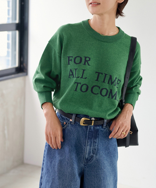 JOURNAL STANDARD relume(ジャーナルスタンダード レリューム)の「コットンカシミヤロゴニット(ニット/セーター・レディース・チャコールグレー/ネイビー/グリーン/ホワイト系その他・FREE)」の4枚目の写真