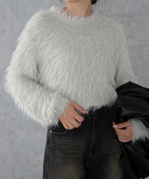 WEGO（ウィゴー）の「WEGO/シャギーショートプルオーバー（ニット/セーター・レディース・ホワイト系その他5/レッド/ライトグレー/ダークグレー・FREE）」の15枚目の写真