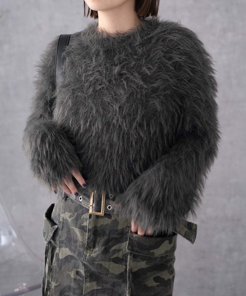 WEGO（ウィゴー）の「WEGO/シャギーショートプルオーバー（ニット/セーター・レディース・ホワイト系その他5/レッド/ライトグレー/ダークグレー・FREE）」の18枚目の写真