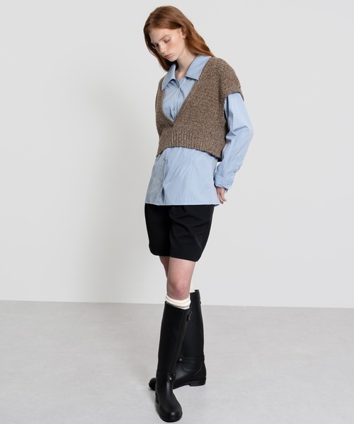 ELOOPS（イーループス）の「【ELOOPS】メランジニットクロップドベスト（ベスト・レディース・ブラウン・FREE）」の3枚目の写真