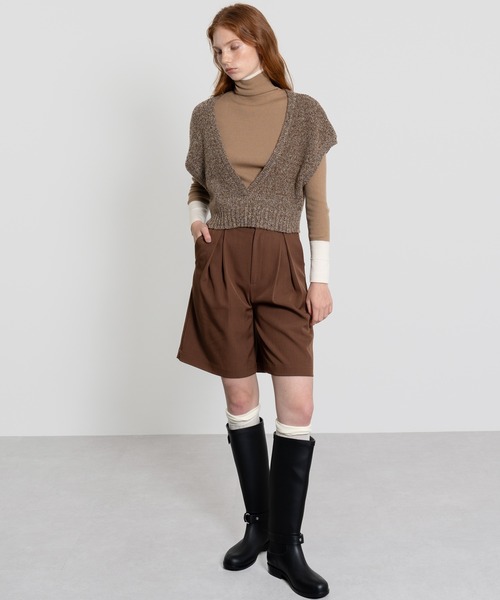 ELOOPS（イーループス）の「【ELOOPS】メランジニットクロップドベスト（ベスト・レディース・ブラウン・FREE）」の4枚目の写真