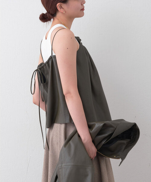 HERITANOVUM】レザーキャミブラウス