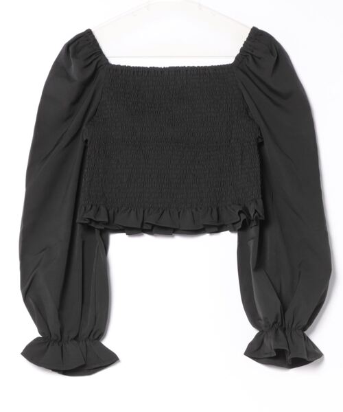 GORGE(ゴージ)の「《前後2WAY×シャーリング》レディース リボンブラウス 長袖 体型カバー 春夏秋(シャツ/ブラウス・レディース・ブラック/ホワイト/ラベンダー・F)」の4枚目の写真