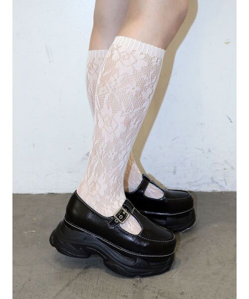jouetie(ジュエティ)の「レースソックス(ソックス/靴下・レディース・ブラック/オフホワイト・FREE)」の2枚目の写真