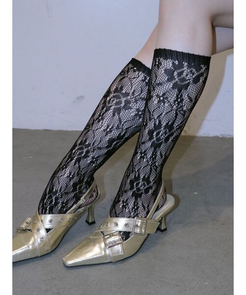 jouetie(ジュエティ)の「レースソックス(ソックス/靴下・レディース・ブラック/オフホワイト・FREE)」の1枚目の写真