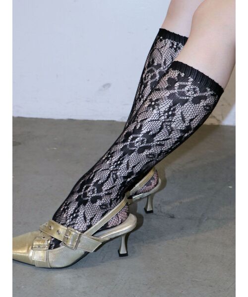 jouetie(ジュエティ)の「レースソックス(ソックス/靴下・レディース・ブラック/オフホワイト・FREE)」の4枚目の写真